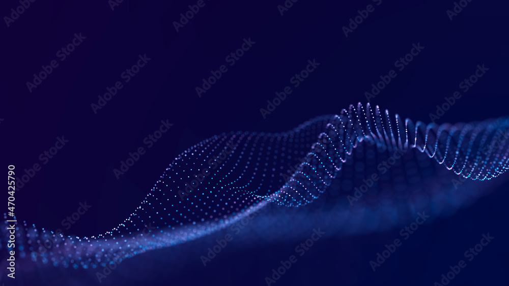 Poster futuristic wave. network connection structure in cyberspace. 3d rendering.
