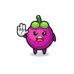 mangosteen character doing stop gesture