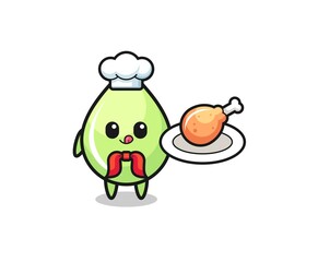 melon juice drop fried chicken chef cartoon character