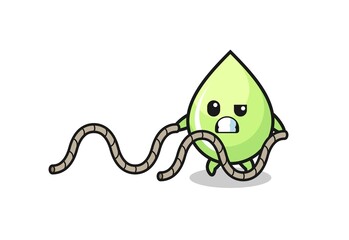 illustration of melon juice drop doing battle rope workout