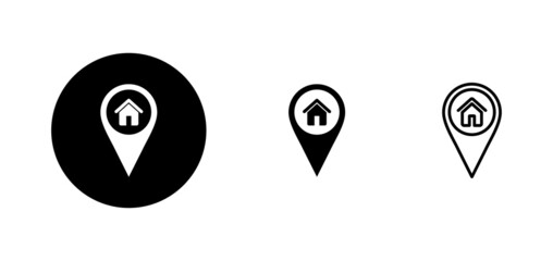 address icons set. home location sign and symbol. pinpoint