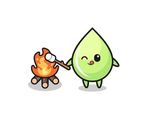 melon juice drop character is burning marshmallow