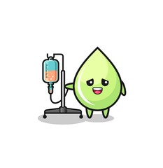 cute melon juice drop character standing with infusion pole