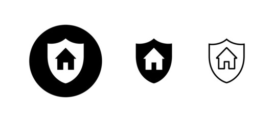 house insurance icons set. house protection sign and symbol