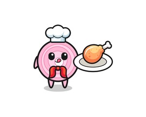 onion rings fried chicken chef cartoon character