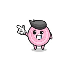 onion rings mascot pointing top left