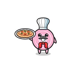 onion rings character as Italian chef mascot