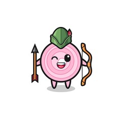 onion rings cartoon as medieval archer mascot