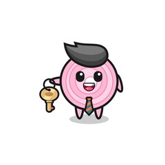 cute onion rings as a real estate agent mascot