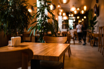 interior of the restaurant cafe table close-up