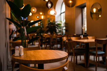 interior of the restaurant cafe table close-up