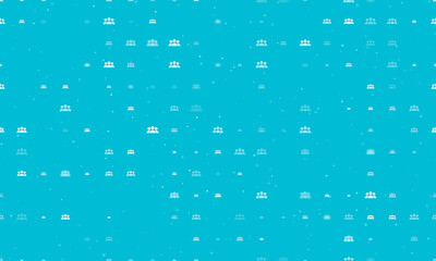 Naklejka na ściany i meble Seamless background pattern of evenly spaced white people symbols of different sizes and opacity. Vector illustration on cyan background with stars