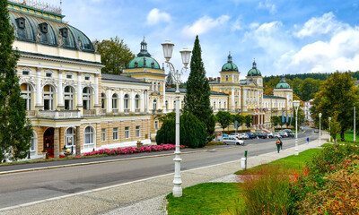 Marienbad, Tschechien, Altstadtszene, Kurhotel und Casino - obrazy, fototapety, plakaty