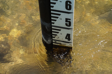Water level gauge on a river