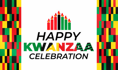 Happy Kwanzaa Celebration. Is an annual celebration of African-American culture which is held from December 26 to January 1. African American cultures festival. Vector illustration EPS 10.