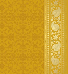 wedding card design, traditional paisley floral pattern , royal India	