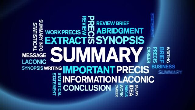 Summary Animated tag word cloud;text design animation kinetic typography seamless loop.