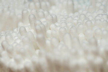 Cotton swabs close-up view from above