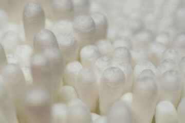 Fototapeta na wymiar Cotton swabs close-up view from above