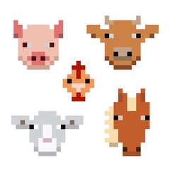 Pixel art farm animals