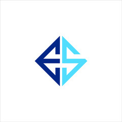 Initial letter s e with square line style shape, logo vector illustration