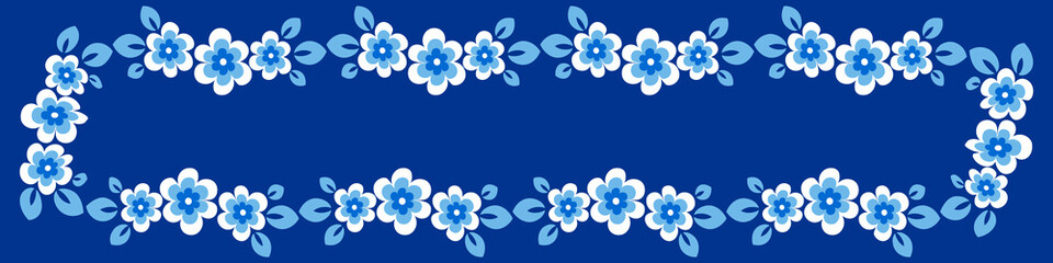 Illustration on a sheet of 4x1 format - stylized flowers with leaves - graphics. Banner for text, gift