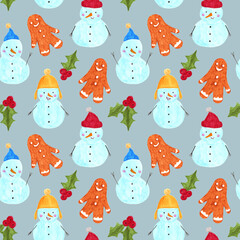 Christmas seamless pattern. Illustration for fabric und textile design, packaging, greeting cards, christmas decoration, wrapping paper.