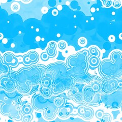 Fototapeta na wymiar Blue water soap bubbles seamless background pattern