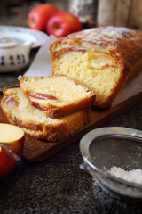 Apple cake, powdered sugar  dressing