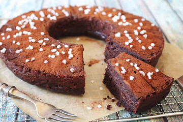 Chocolate Zucchini Pie, cocoa  powder and sugar dressing