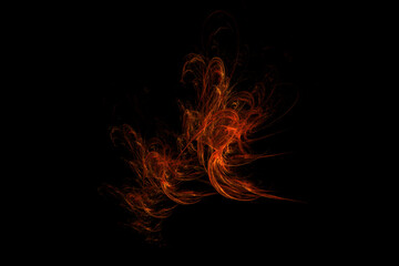 illustration drawing of a burning flame on a black background