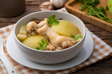 Chicken and gourd with preserved lime soup