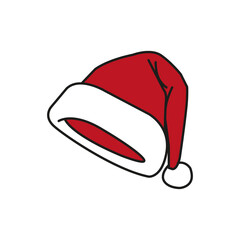 Simple Christmas Santa hat outline art icon vector design for logo, social media, website or printed design