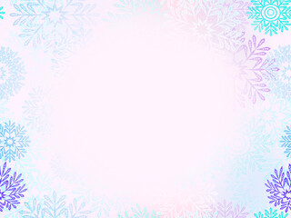 Fototapeta na wymiar frame from multi-colored snowflakes in the fog on a white background.
