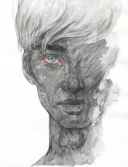 Foto op Plexiglas watercolor painting. human portrait. illustration.   © Anna Ismagilova