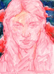 Rolgordijnen watercolor painting. human portrait. illustration.   © Anna Ismagilova