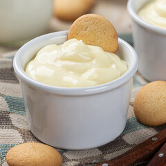 Creamy vanilla pudding in a cup