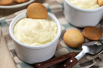 Creamy vanilla pudding in a cup