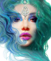 Foto op Plexiglas woman with creative makeup and creative hairstyle © Anna Ismagilova