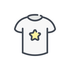 Tshirt with star color line icon. Apparel vector outline colorful sign.