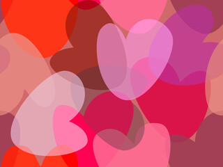 Seamless abstract pattern with hearts drawn in bright shades.