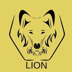 vector illustration of a lion with a hexagon half line good for brand twmplet stickers etc