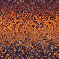 Abstract floral orange blue seamless background pattern
