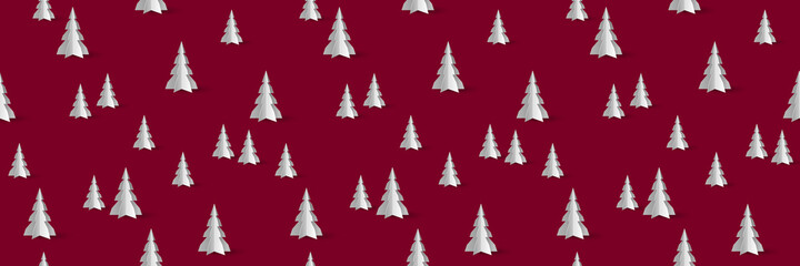 Christmas tree seamless pattern on red background vector illustration