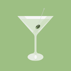 Martini drink olive green glass coctail party