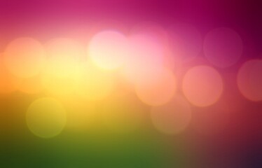 Shiny bokeh flares blur pattern on green red gradient background. Abstract glowing outside illustration.