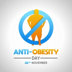 Anti obesity day theme illustration. Vector illustration. Suitable for Poster, Banners, campaign and greeting card.  - obrazy, fototapety, plakaty