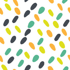 Multicolored polka dot abstract seamless pattern on white background. Vector design for textile, backgrounds, clothes, wrapping paper, fabric and wallpaper. Fashion illustration seamless pattern.