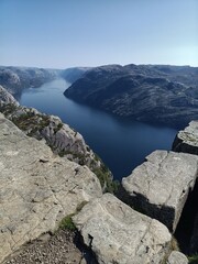  Landscape of a Norwegian fjord from the top at Pulpit.