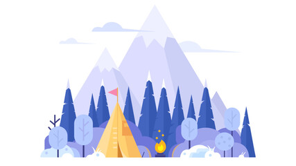 Minimalistic camp illustration